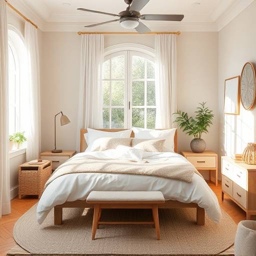 A well-organized and relaxing bedroom environment.