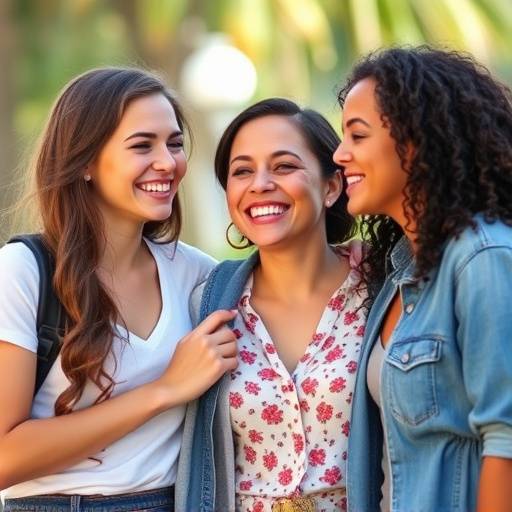 Image depicting a group of friends supporting each other with smiles