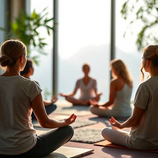 People practicing mindful meditation in a peaceful setting, promoting mental clarity.