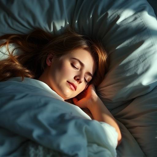 Woman sleeping peacefully in her bed.